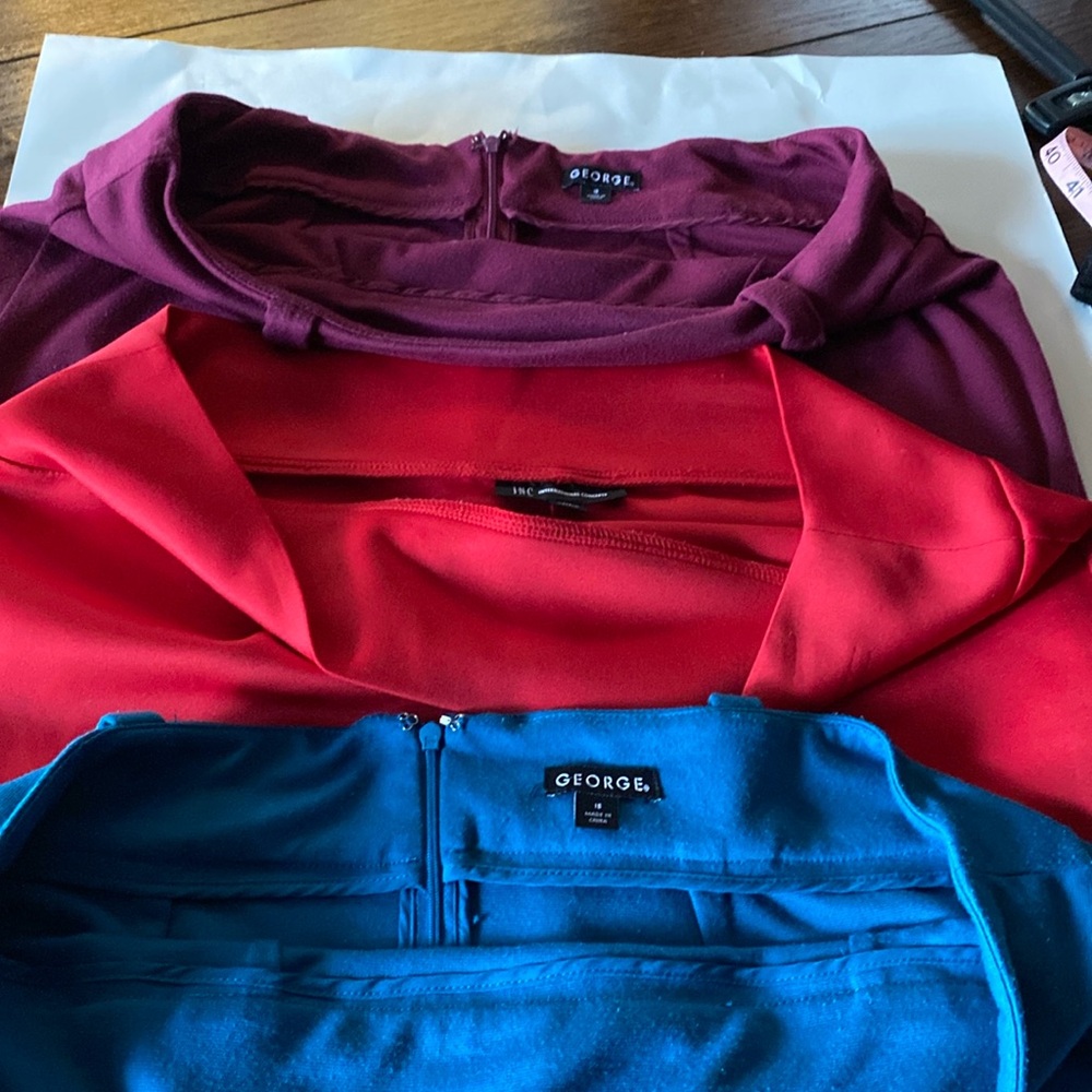 Red, Teal Blue, Maroon Size 16 Skirts W18/19 L24/25 - Red/Inc.  other 2/George - Picture 2 of 11